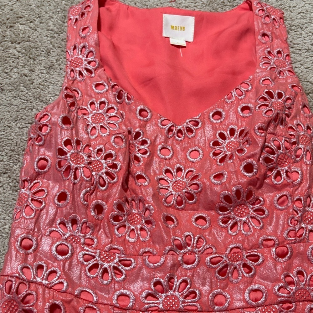 Maeve DressAnthropologie Coralshine Eyelet Dress Size 4 Shimmer - Picture 4 of 6